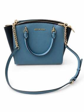 NWT MICHAEL MICHAEL KORS Ellis Large Leather Satchel in Sky/Navy